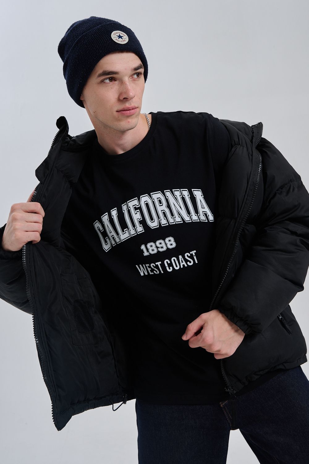 8573 футболка с дл.рукавом унисекс - черный+калифорния