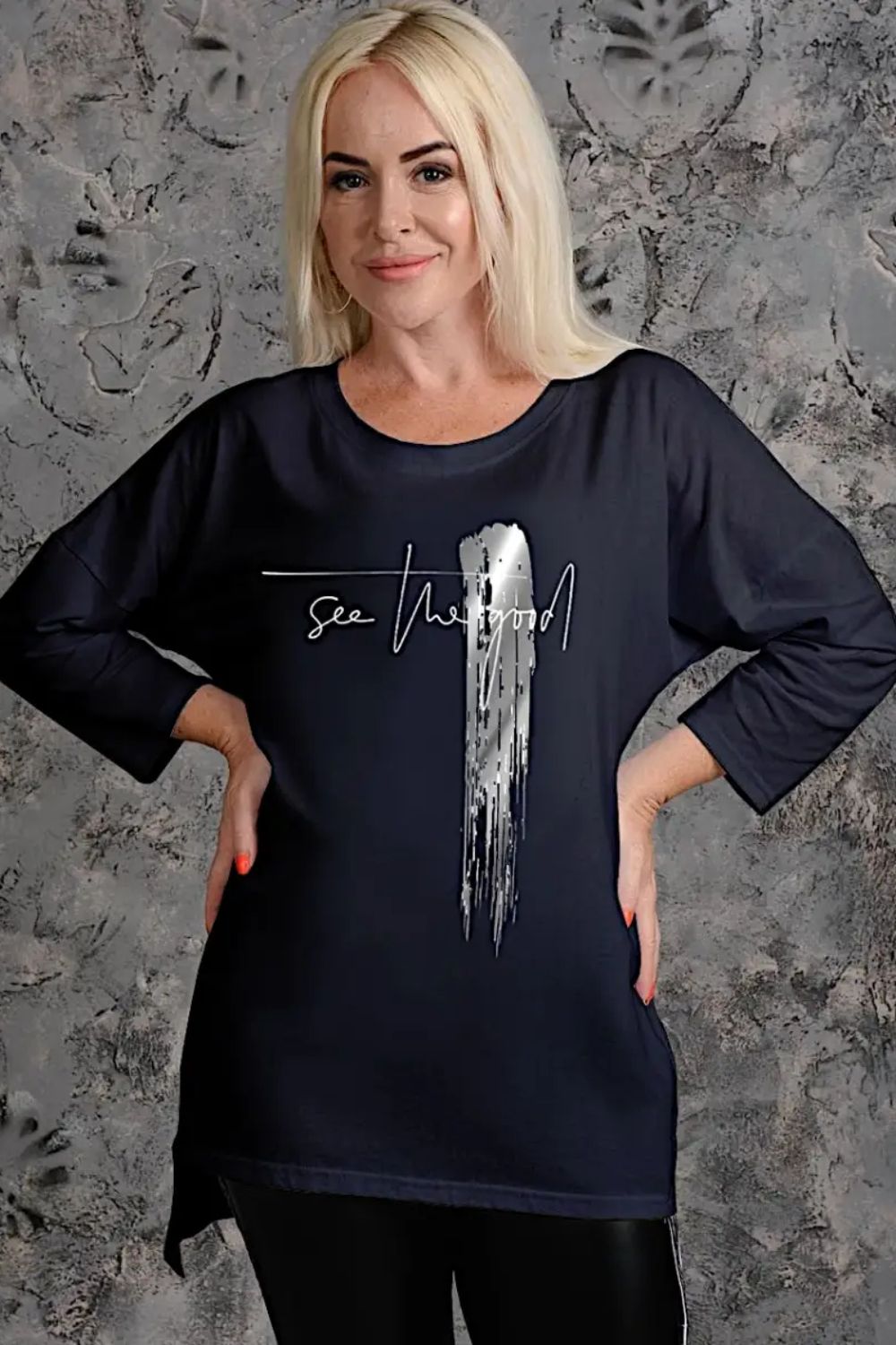 Туника 7164 - темно-синий+серебро