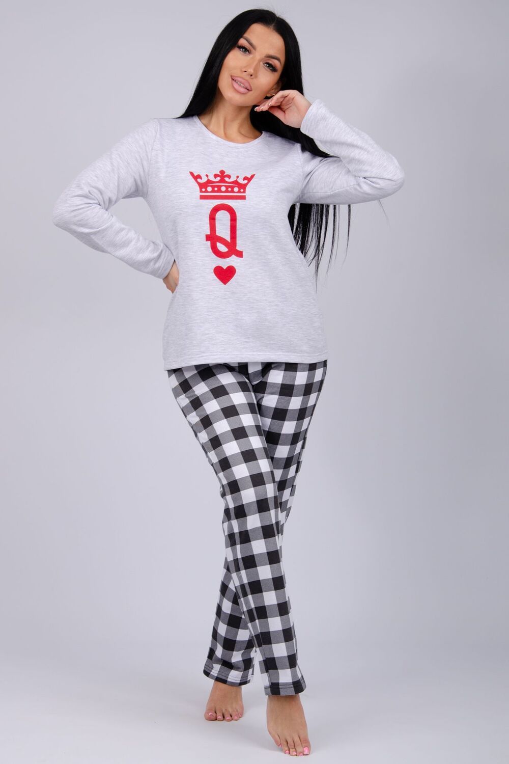 Пижама Карты - светло-серый меланж