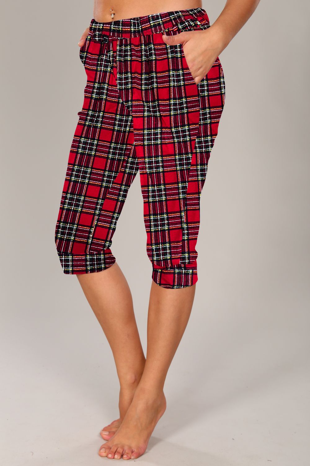 Бриджи женские в клетку 6 - красный