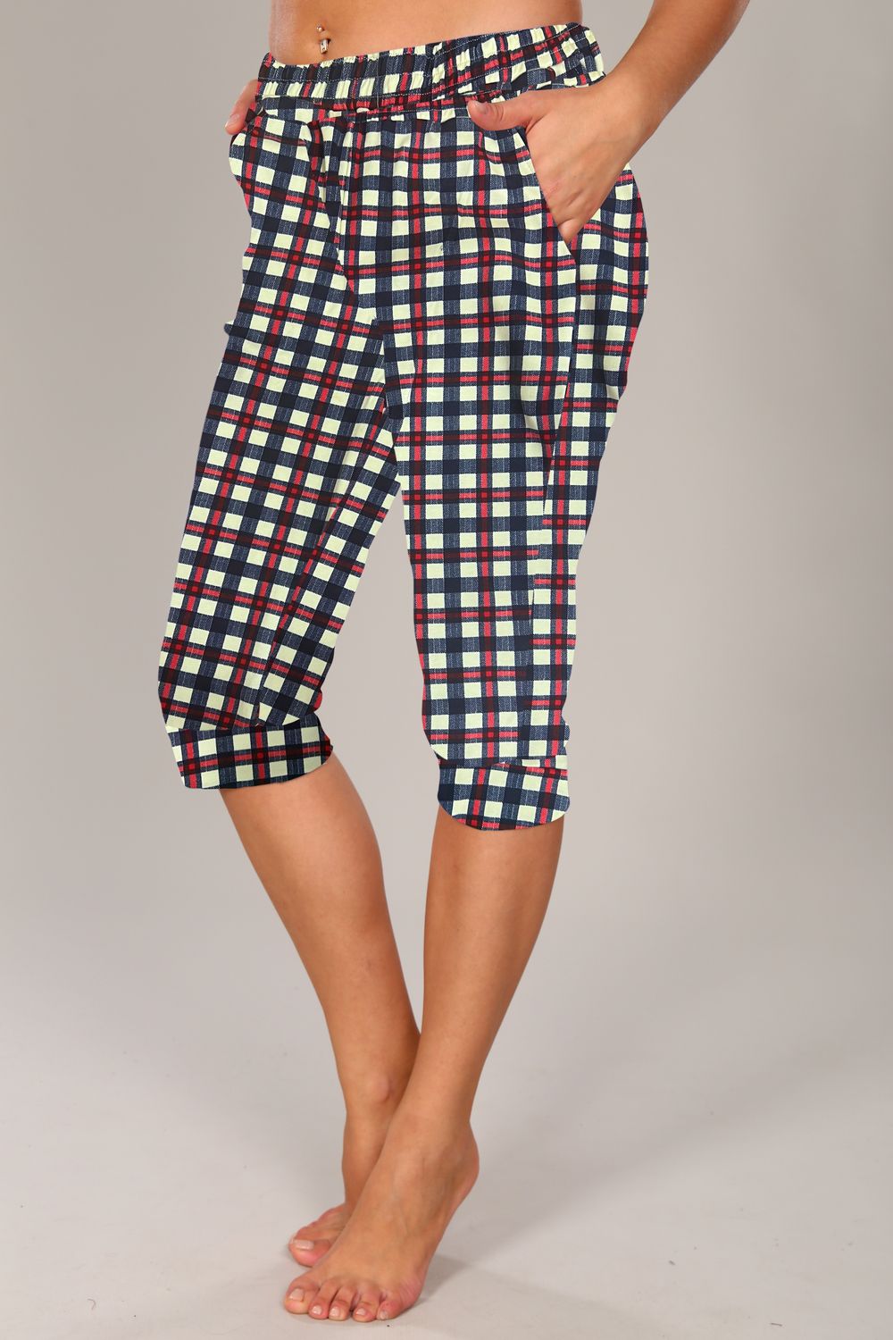 Бриджи женские 5 - синий/бежевый