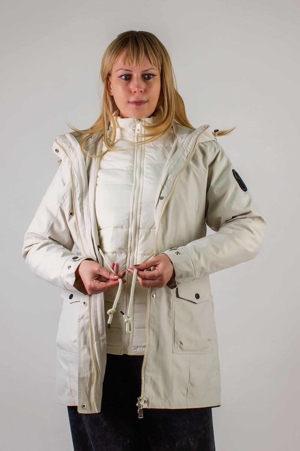 Демисезонная парка 2в1, арт. 1086 - светло-бежевый