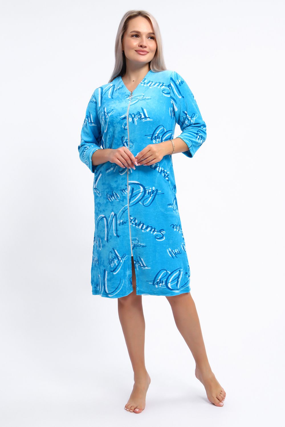 Халат 01  Бренд Rozhkova KV - голубой