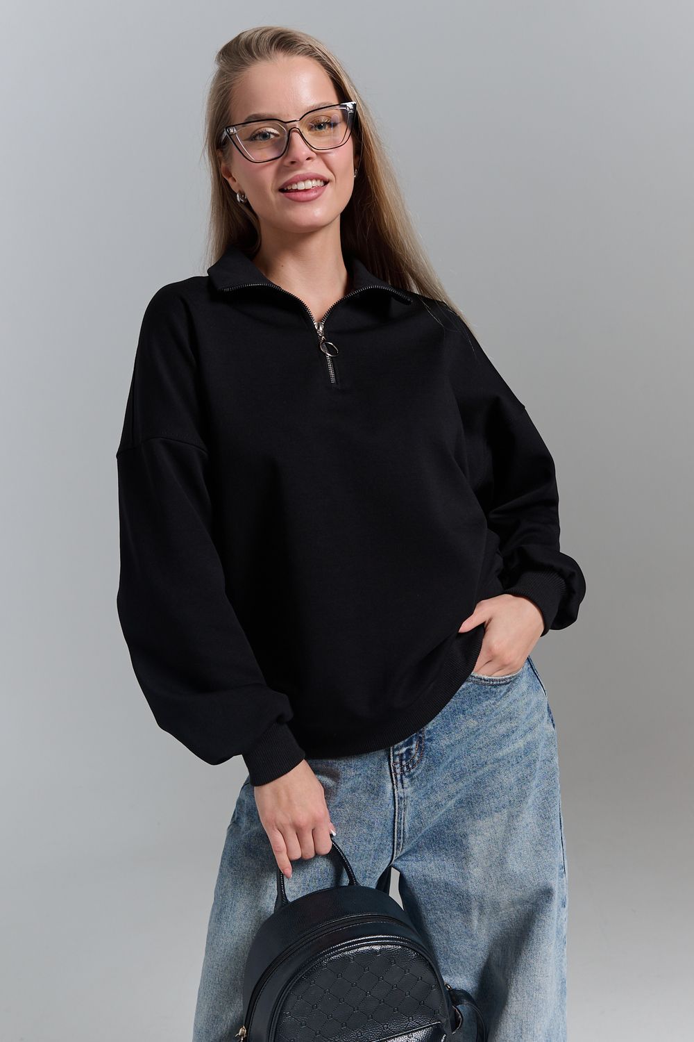 7486W Толстовка женская - черный