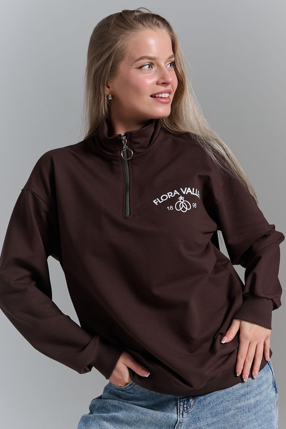 7482W толстовка женская - коричневый