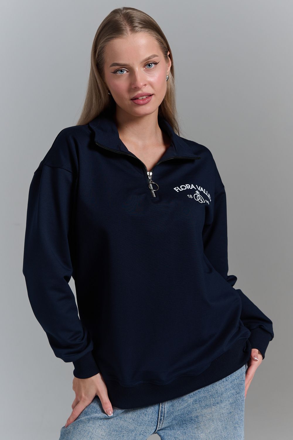 7482W толстовка женская - темно-синий