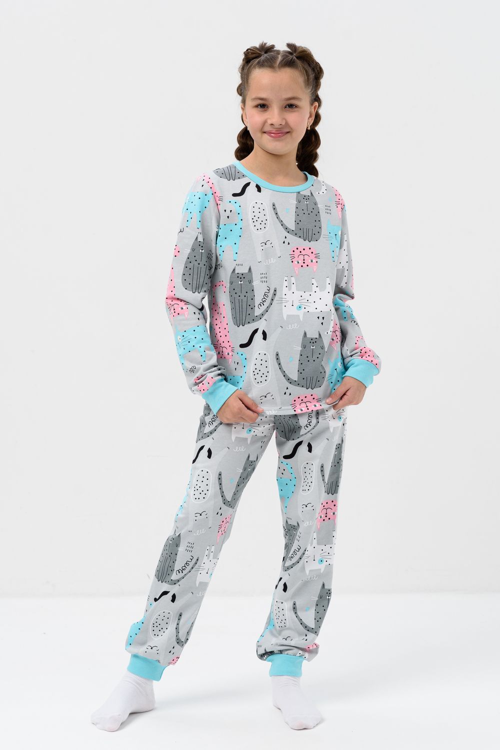 Пижама Счастье начес футер детская - светло-серый