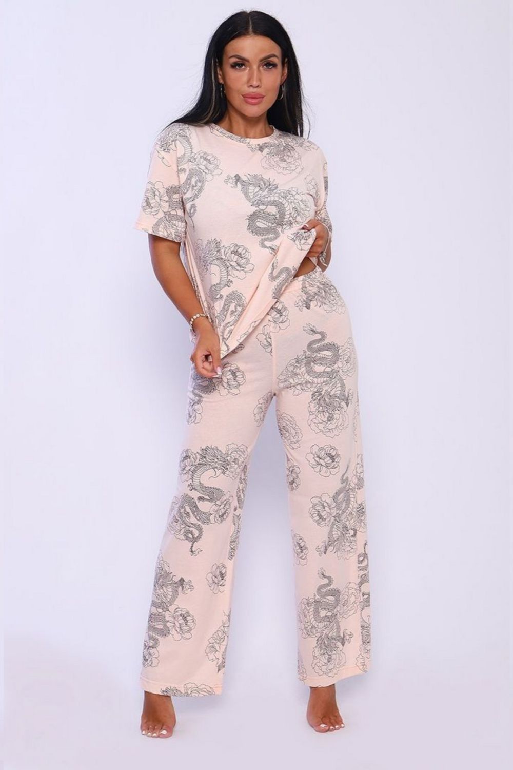 933 Пижама Драконы - розовый