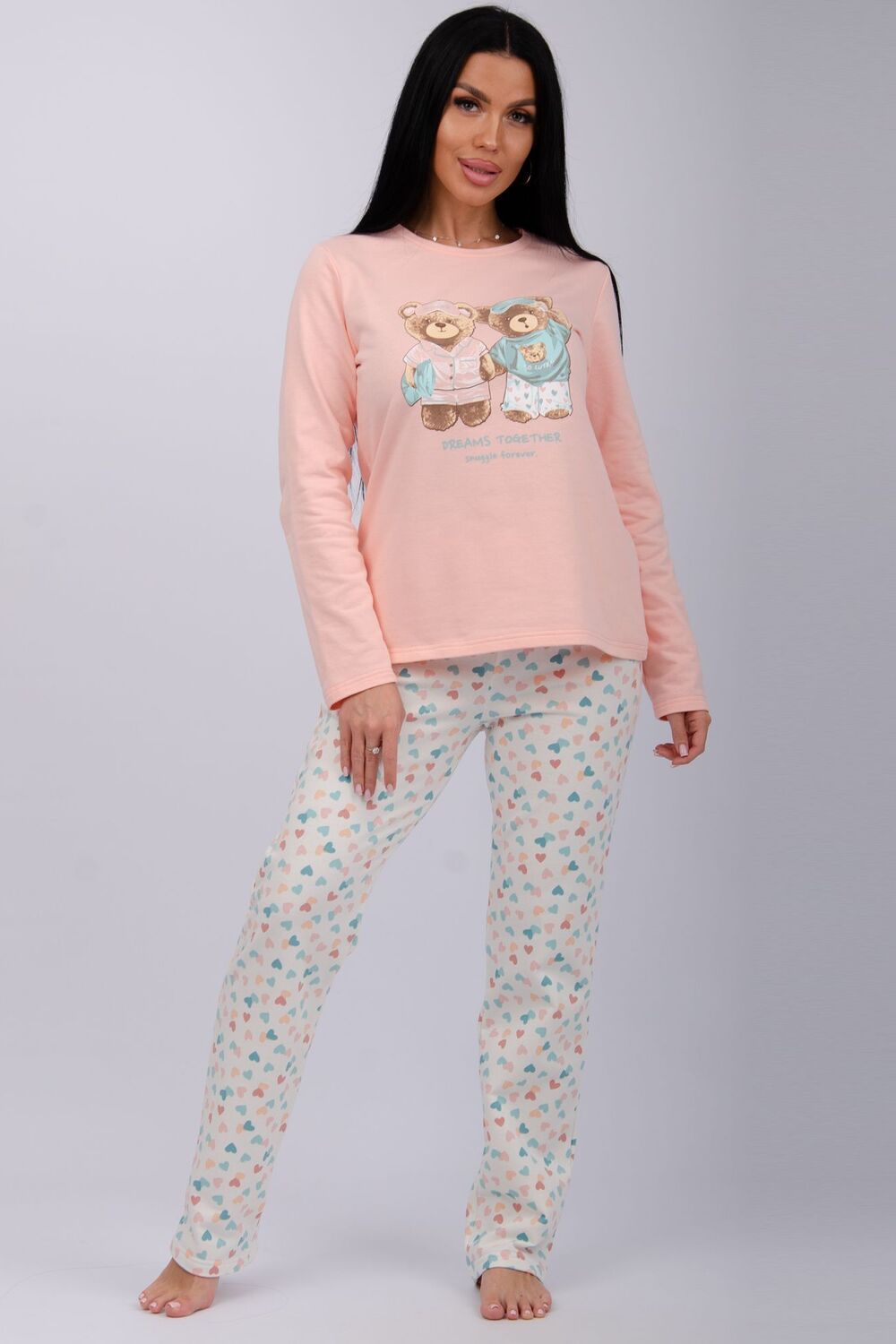 Пижама Элли - персиковый-молочный