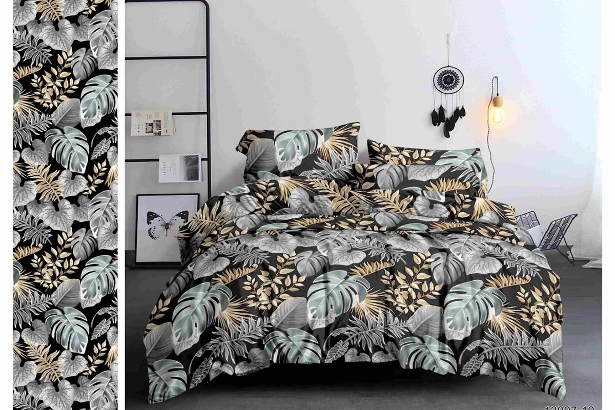 КПБ с рисунком Пальмовые листья полисатин