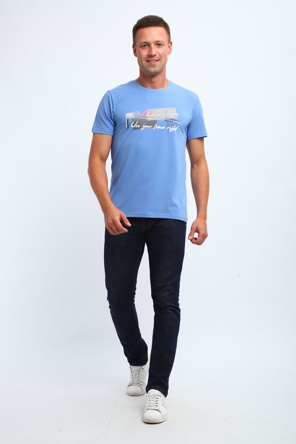 Футболка мужская 058 - голубой