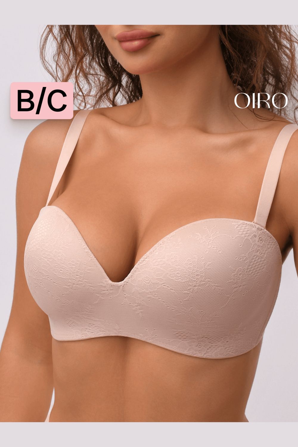 Бюстгальтер балконет OIRO без косточек Snowdrop 1317006 - бежевый