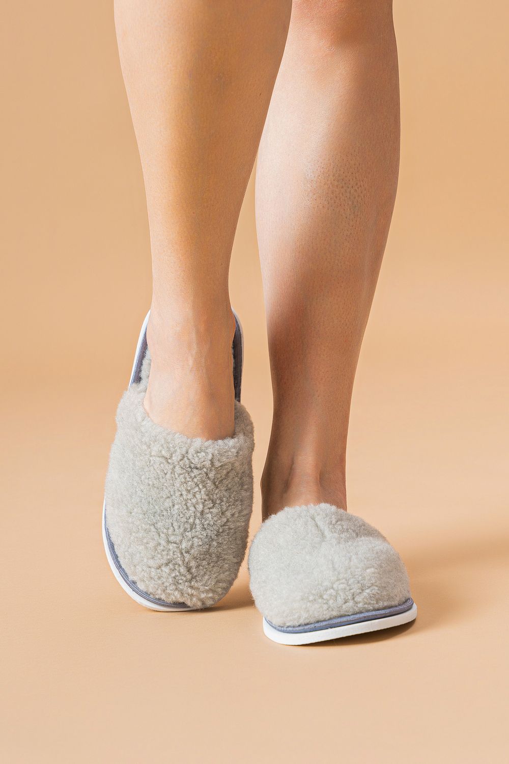 Тапочки домашние меховые С-6НШ/Тверь(ж)-МР - пепельно-серый