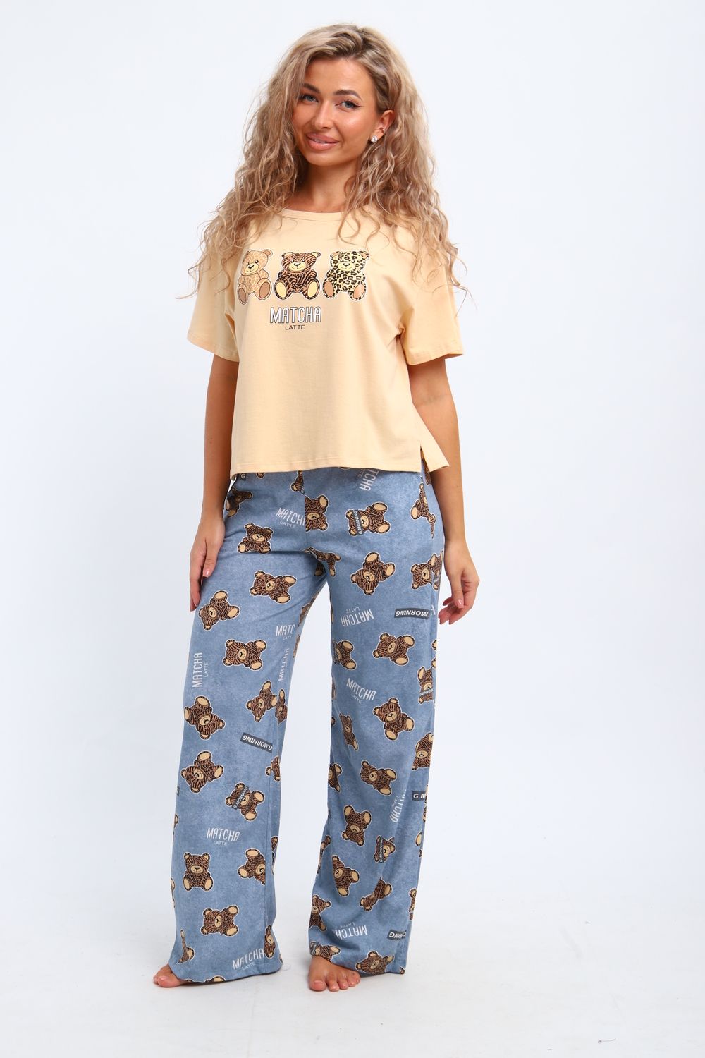 Костюм домашний арт. КД-00-007 - бежевый/медведь-тигр