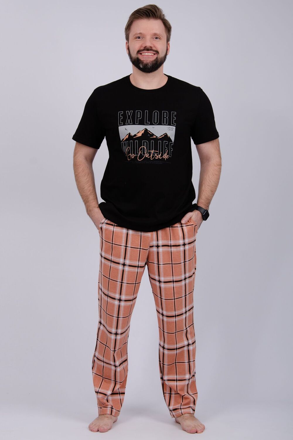 Пижама Альпы 2 - черный/коричневый