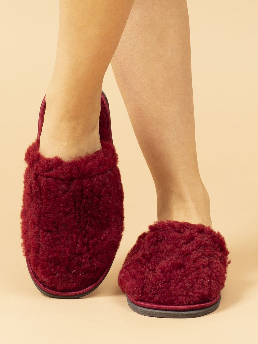 Тапочки домашние меховые С-6НШ/Тверь(ж)-МР - вишня