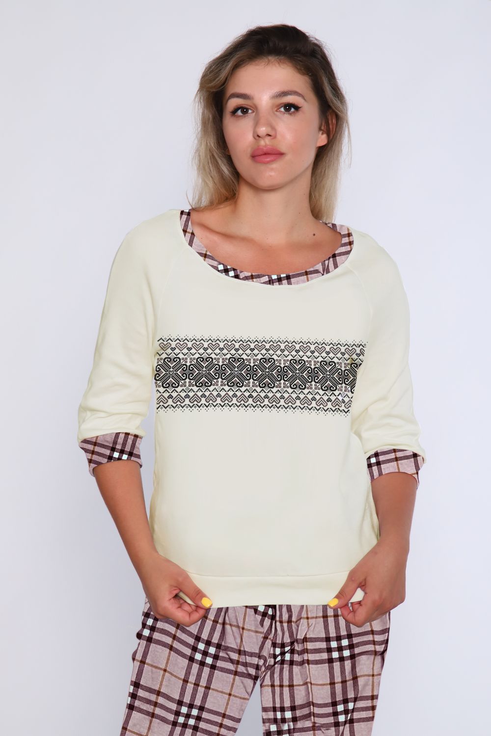 Женский домашний костюм с брюками 66 - розовый