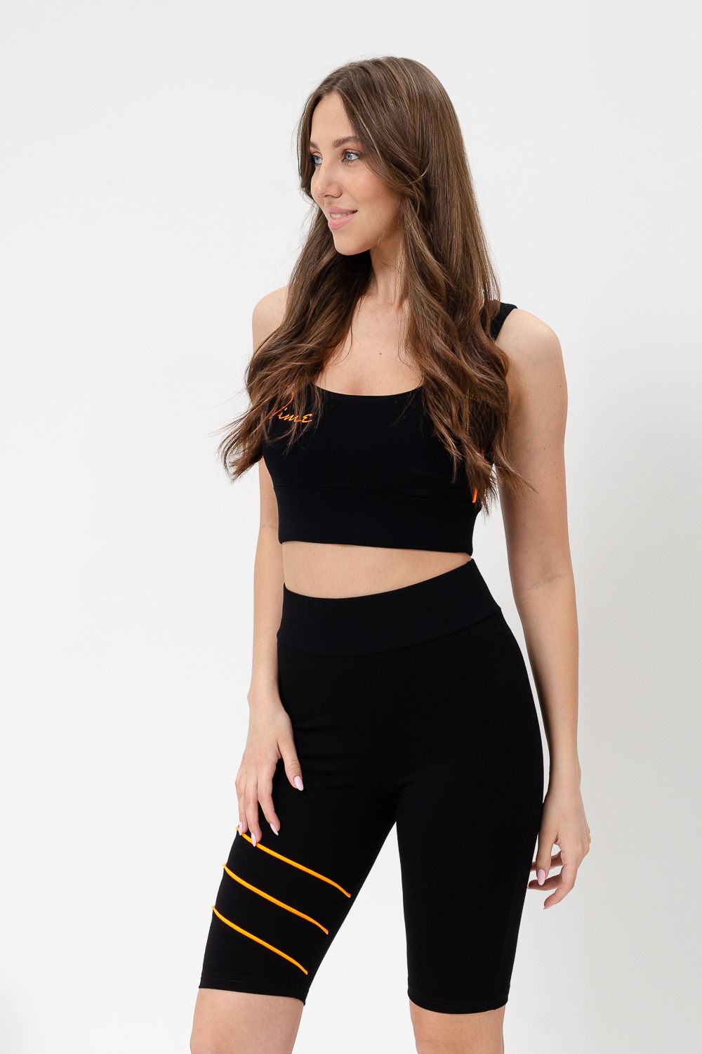 Велосипедки 67072 - черный+оранжевый неон