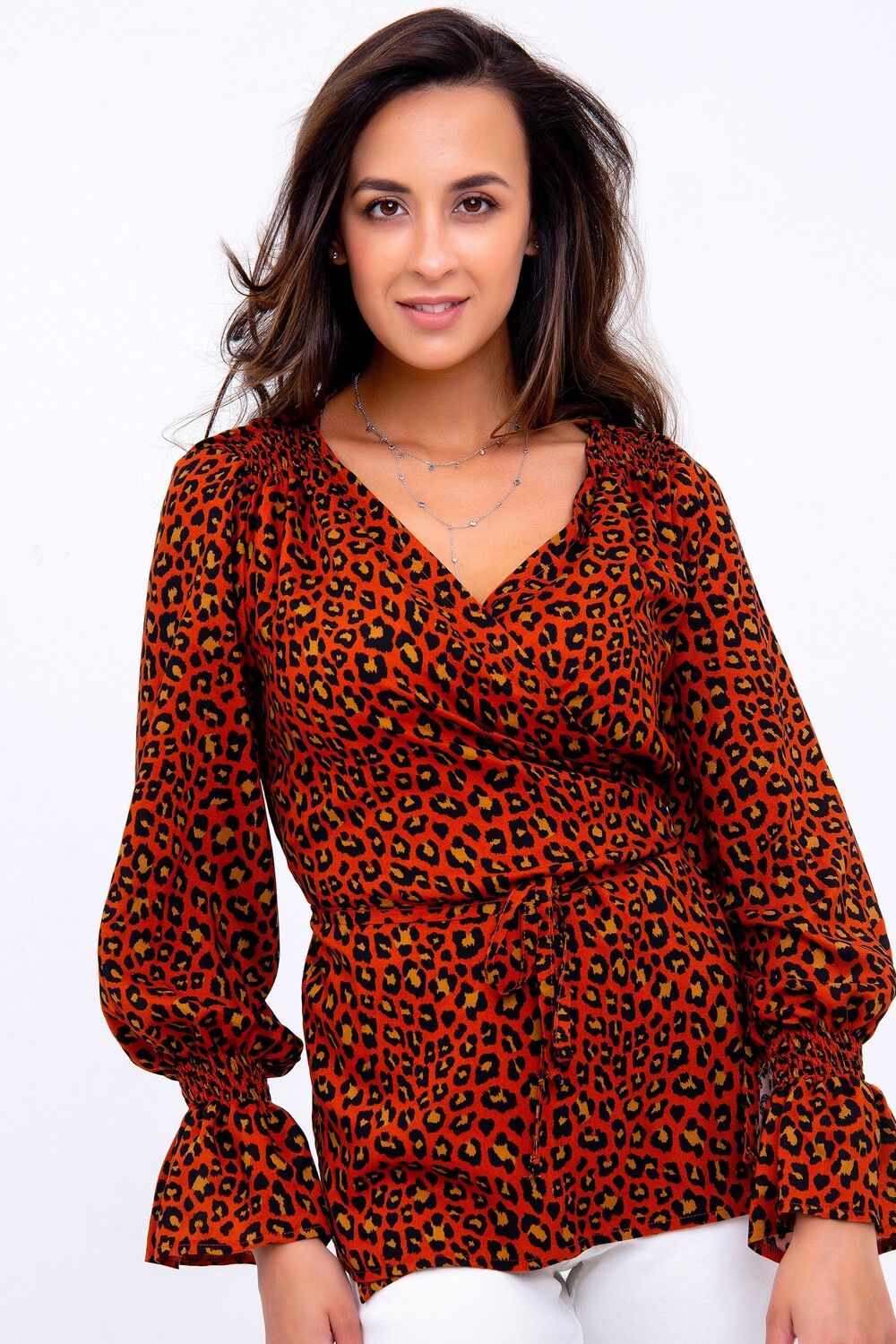 Блузка женская 319BRN - леопард коричневый