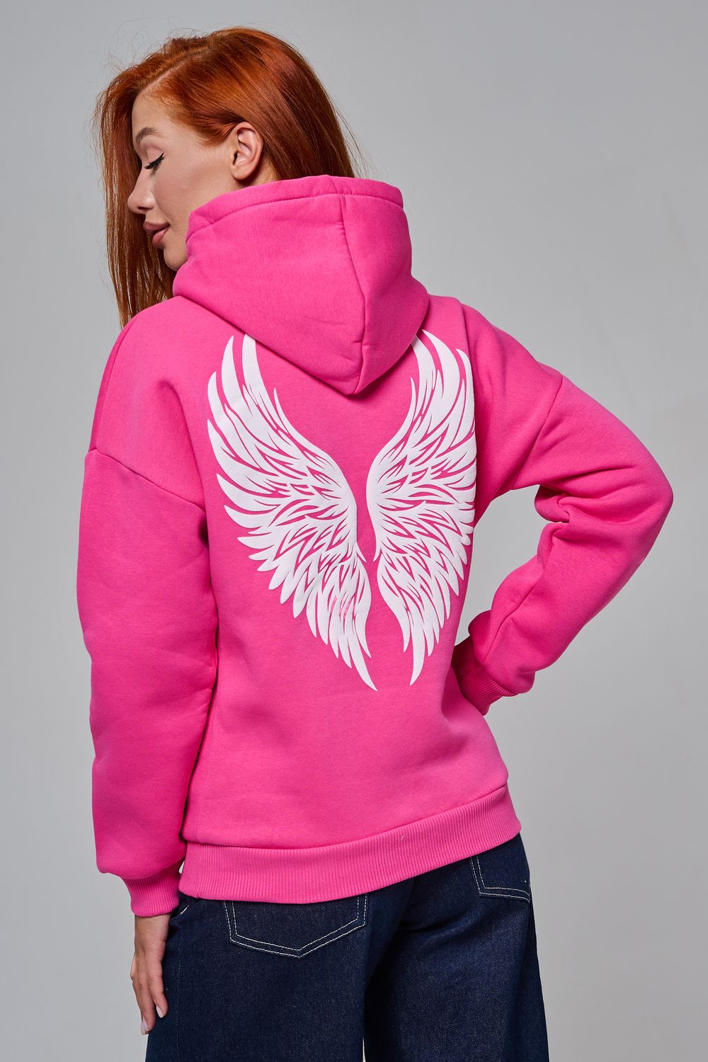 8578 толстовка женская оверсайз - розовый +ангел
