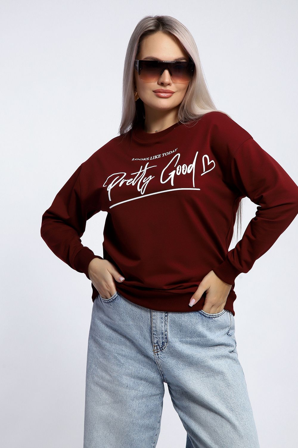 Толстовка 80048 - бордовый