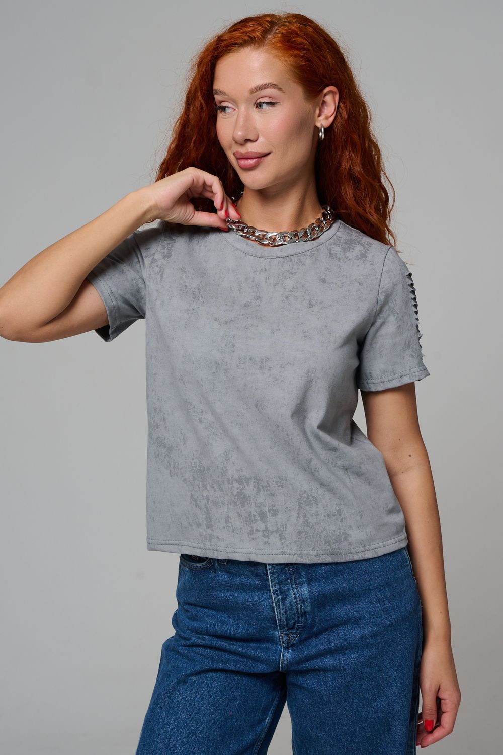 7497 футболка женская - серый винтаж