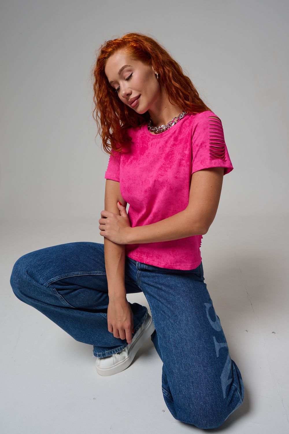 7497 футболка женская - розовый винтаж