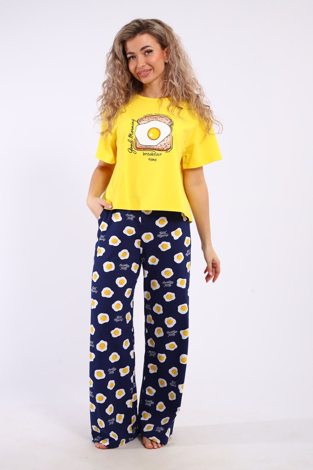 Костюм домашний арт. КД-00-007 - желтый/яичница