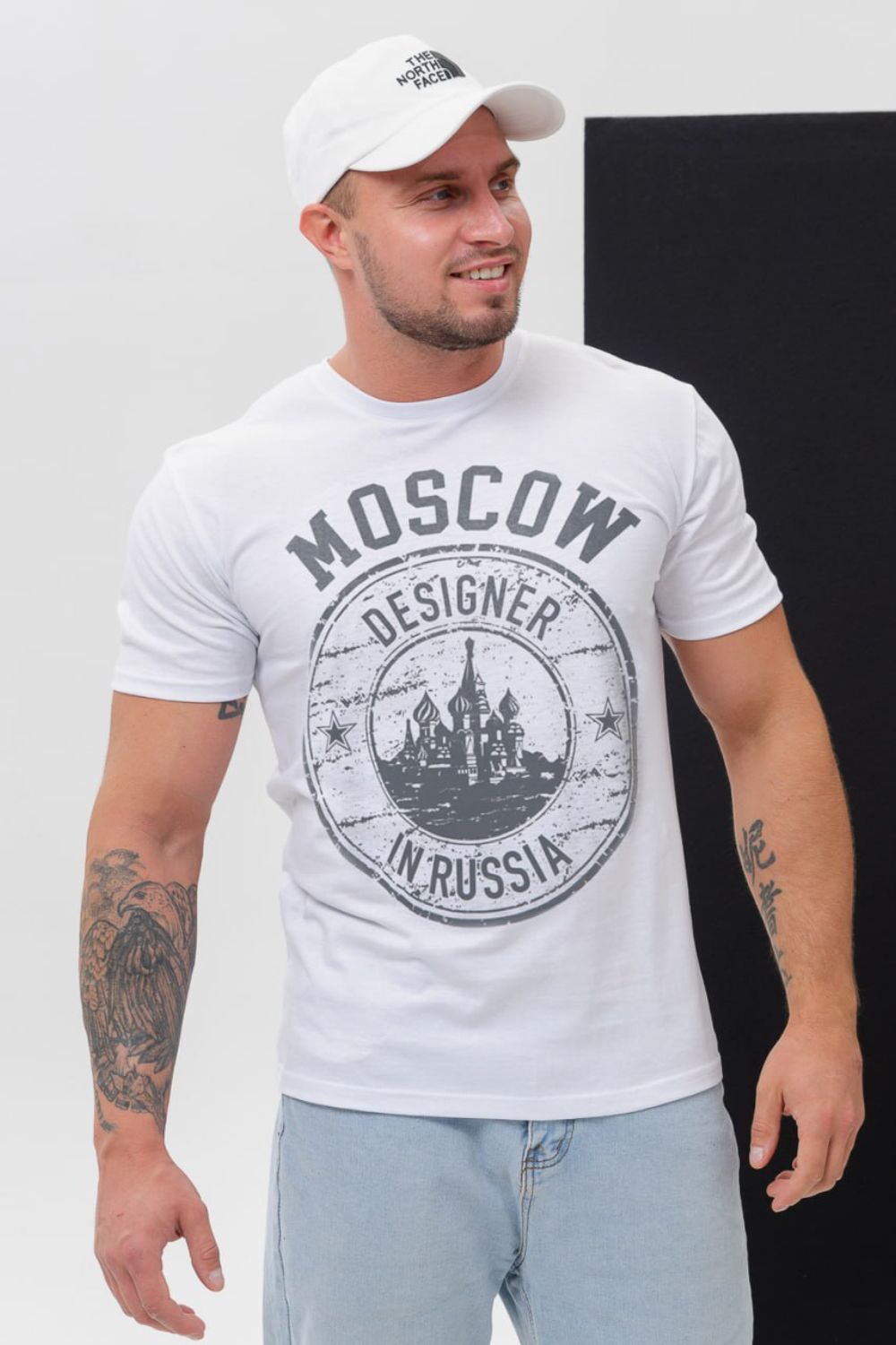 Футболка мужская 8503/1 - белый+Москва