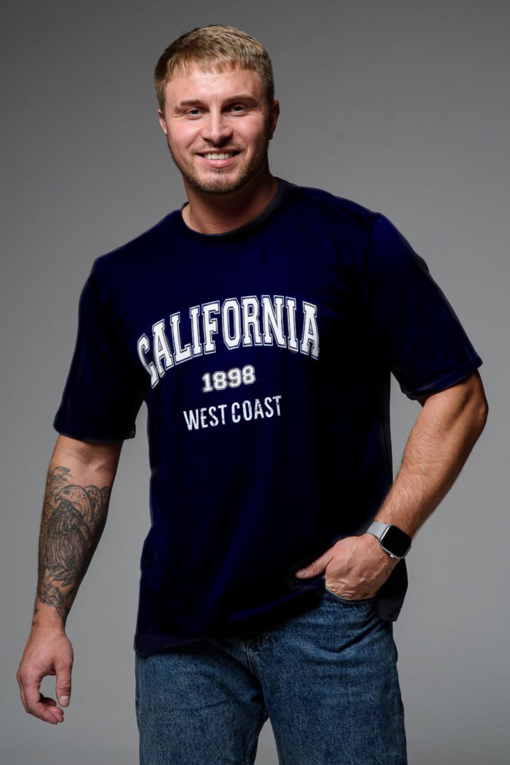 Футболка мужская 8503/1 - темно-синий+калифорния
