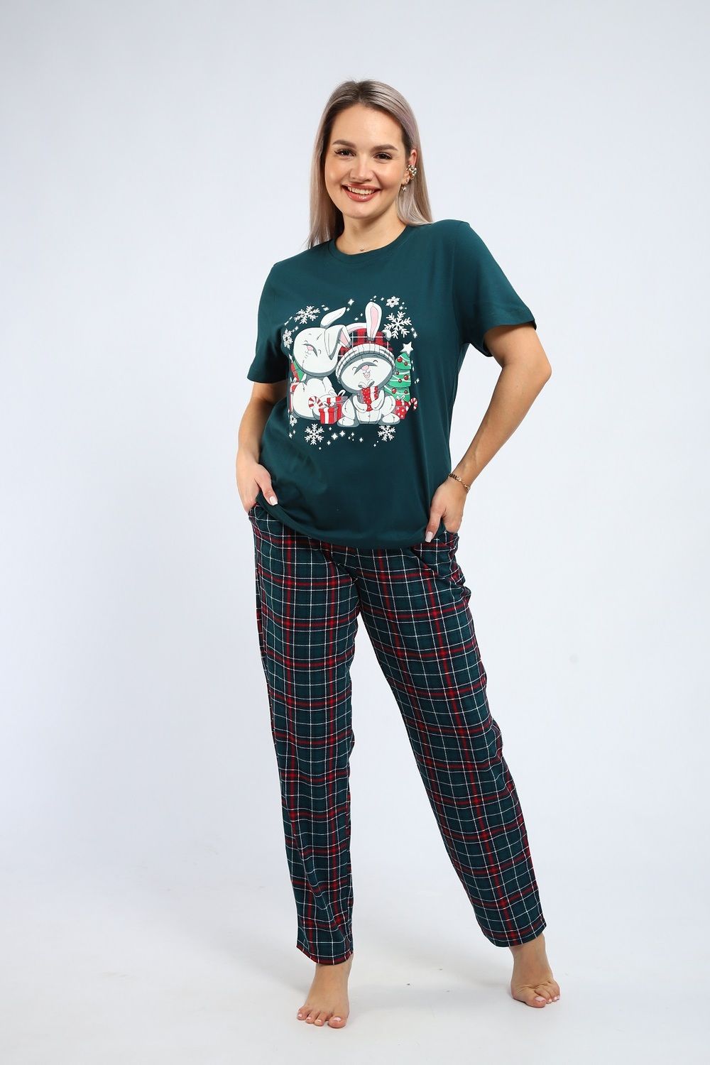 664 Пижама Зайки - зеленый