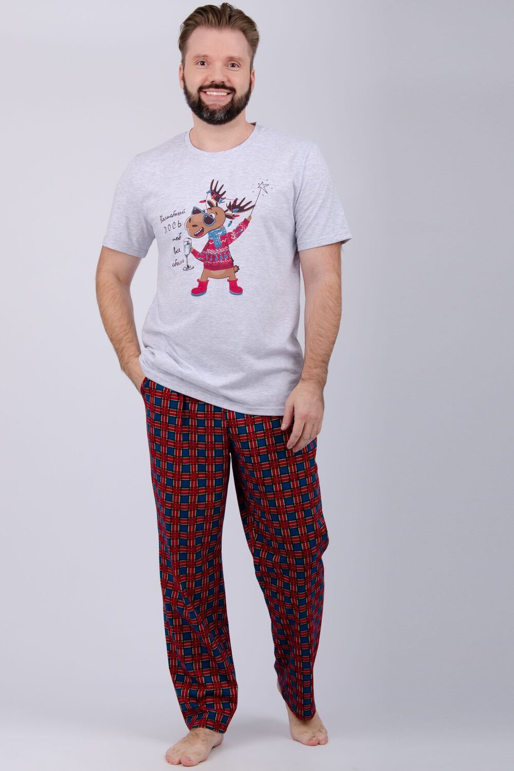 Пижама Приколось 3 - светло-серый меланж