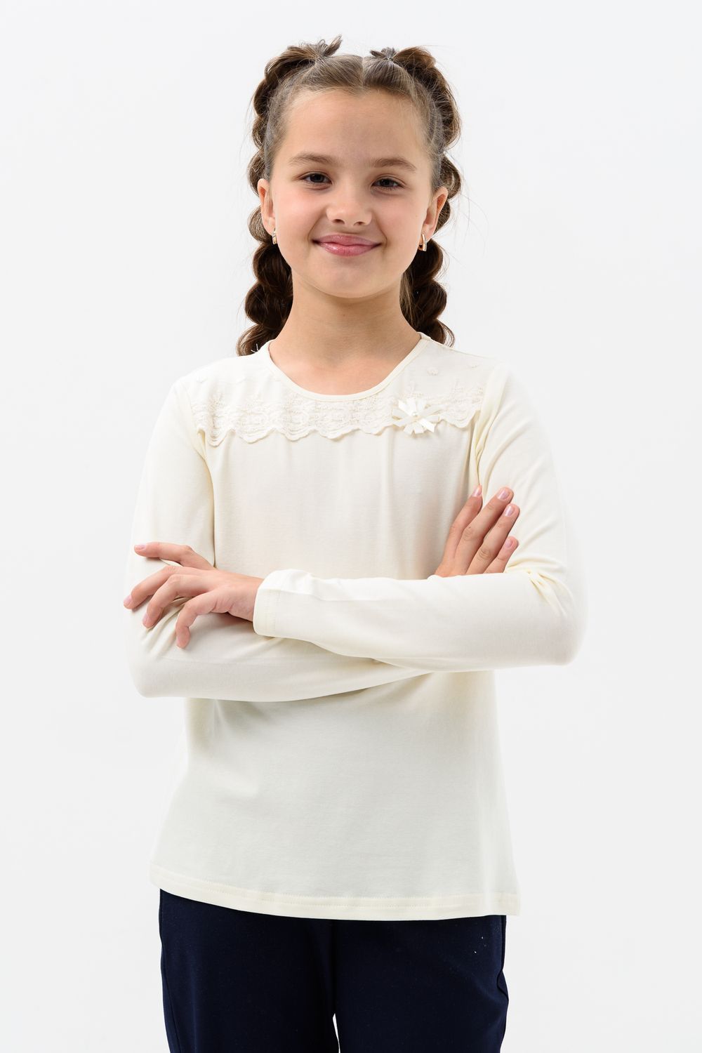 Мимоза блузка длинный рукав - экрю