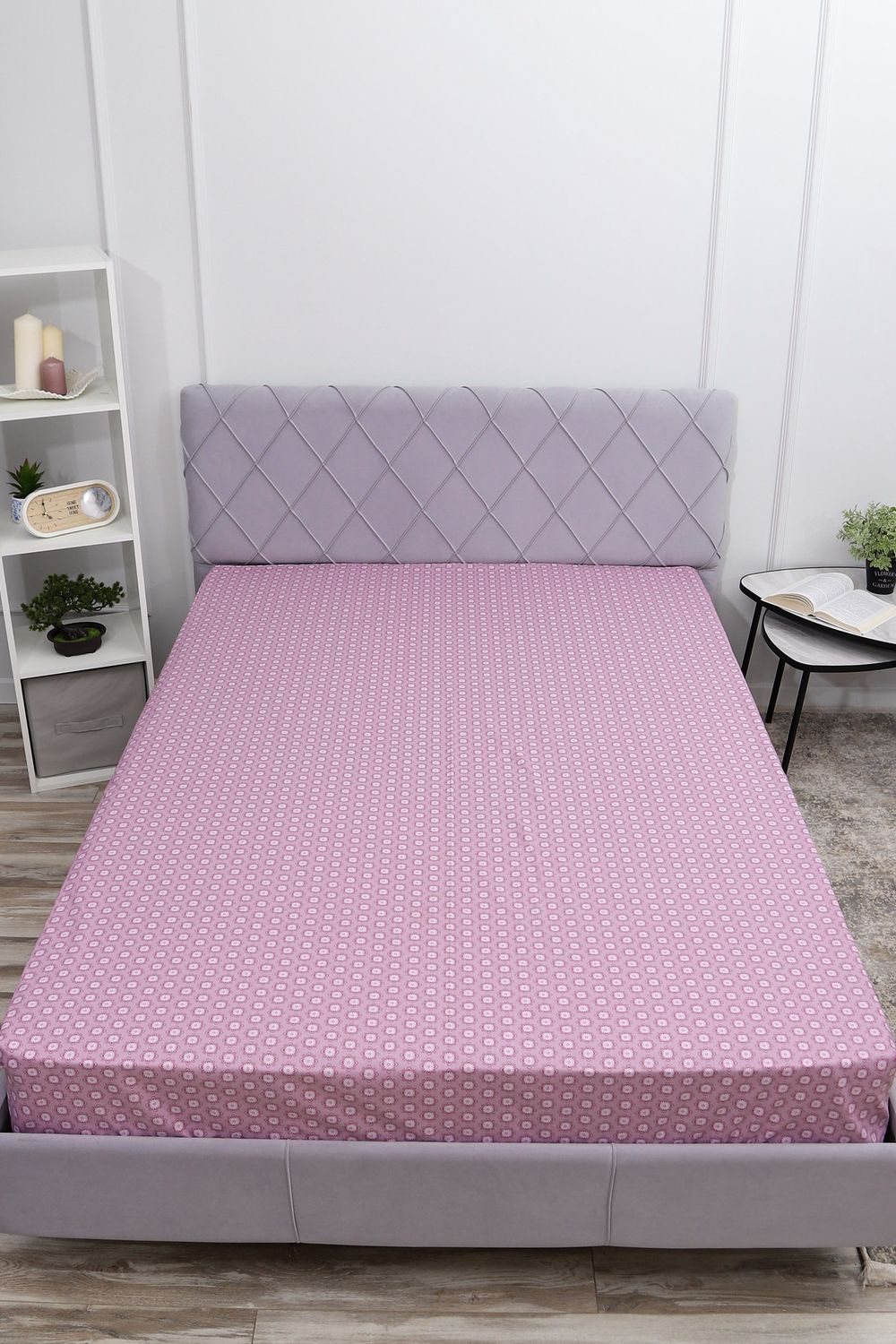 Простыня на резинке поплин Сара-компаньон - лиловый