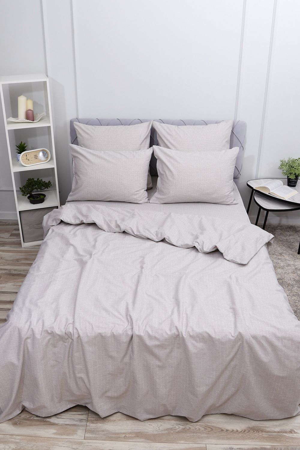 Пододеяльник поплин Темная ночь 2-компаньон - серый