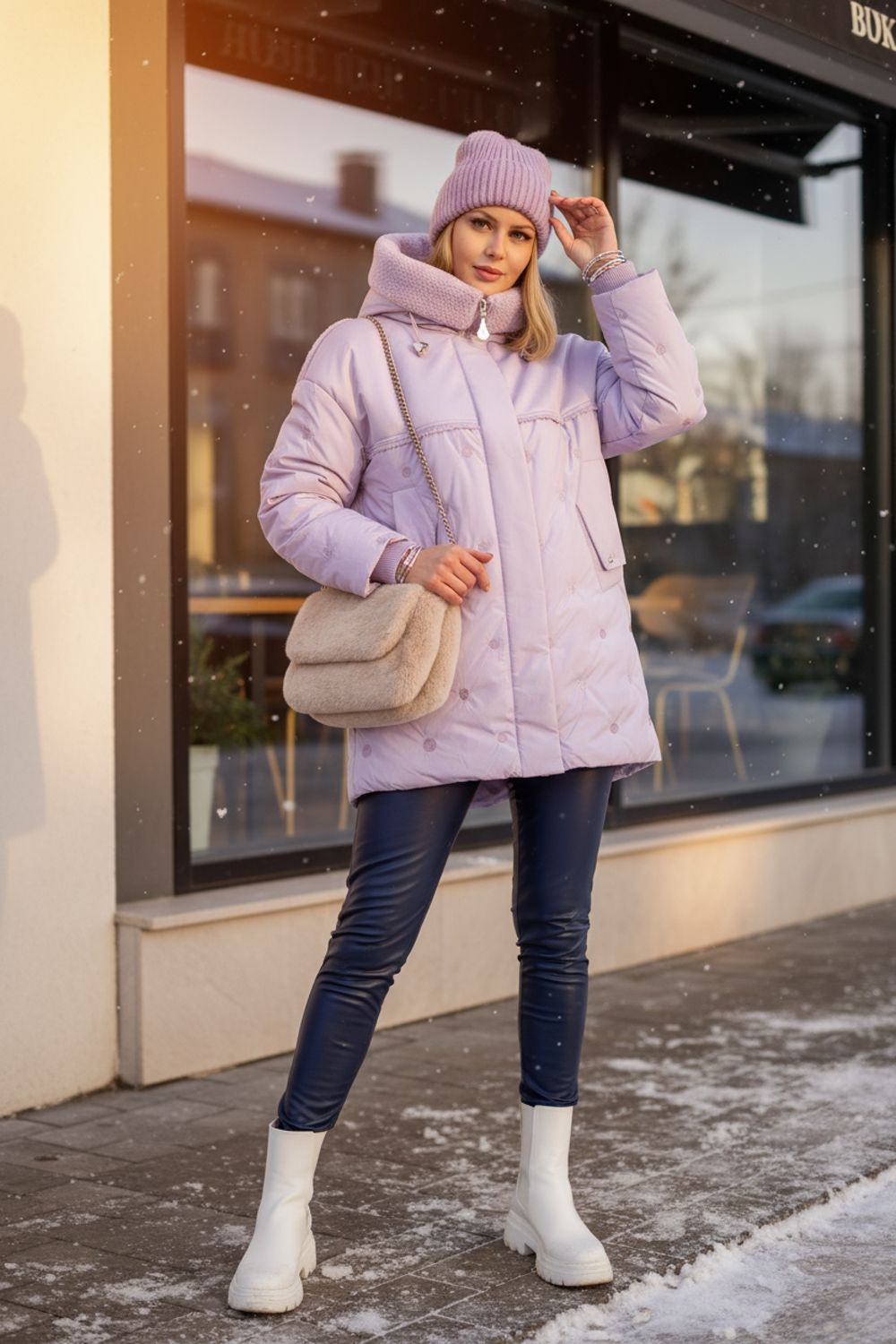 Куртка верблюжья шерсть арт.318 - сиреневый