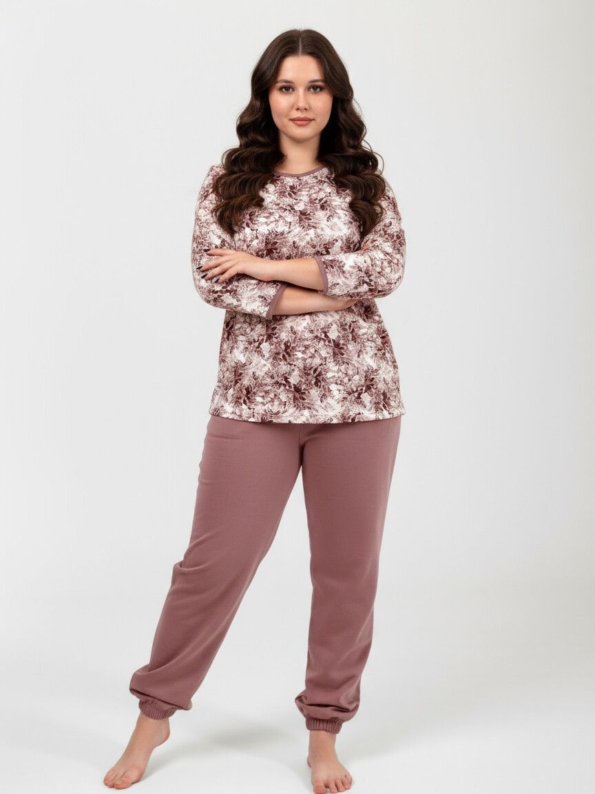 Костюм женский футер 2-х нитка начёс МАДИНА КОФЕ