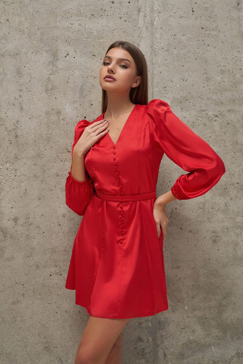 Платье атласное "Валерия" - красный