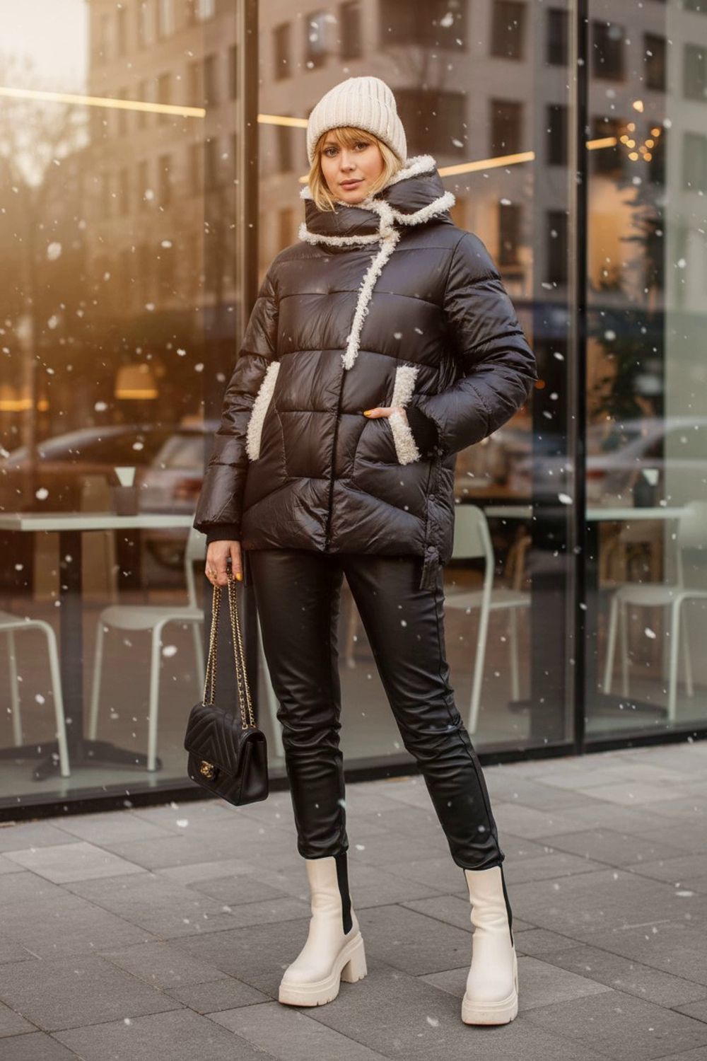 Зимняя куртка с меховой отделкой арт.2813 - черный