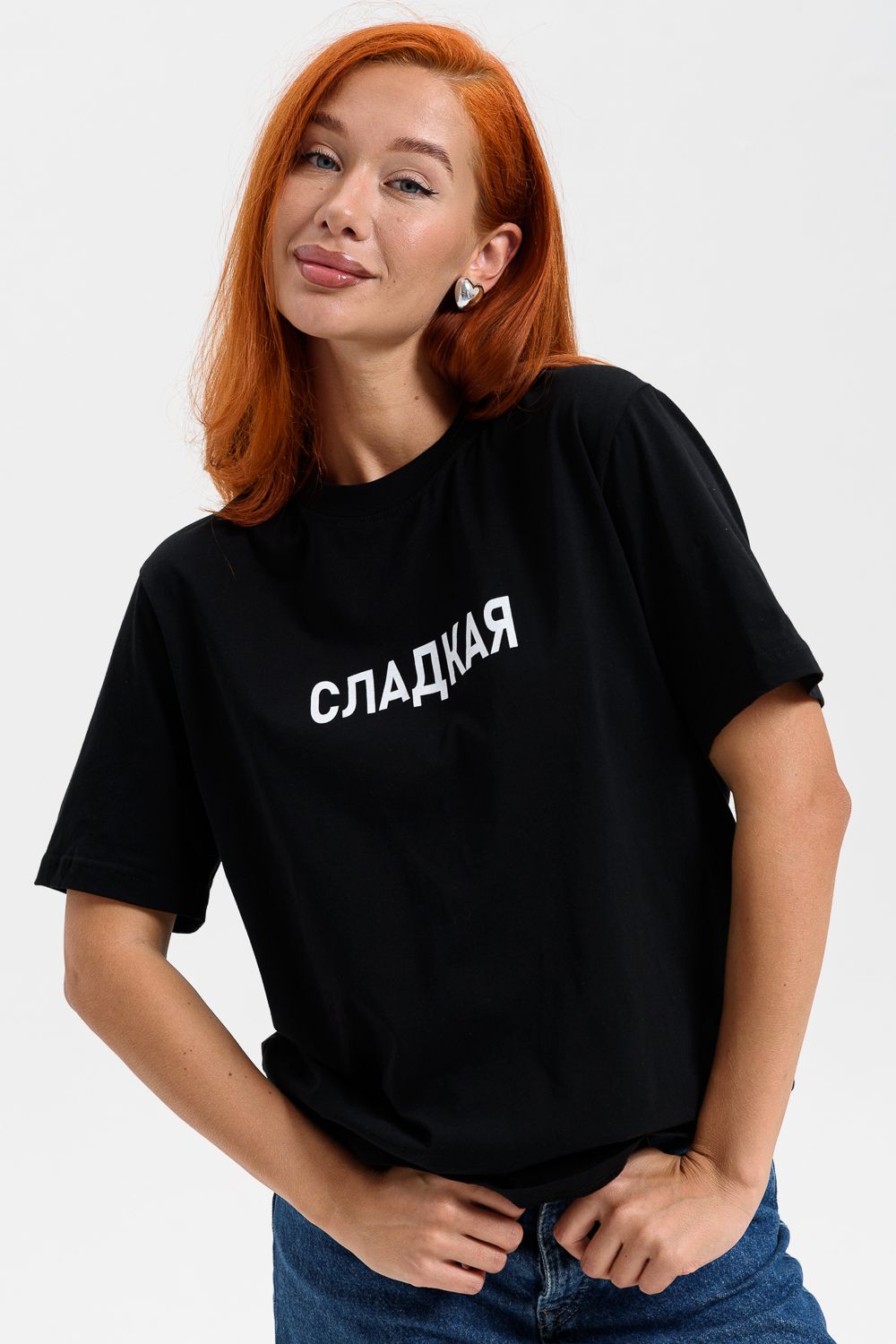 8540 футболка женская - черный+сладкая
