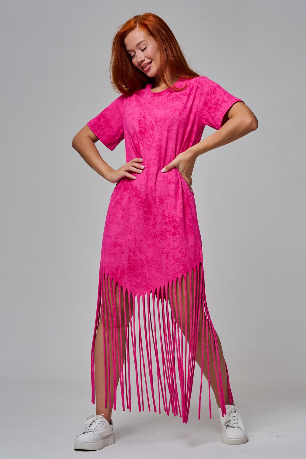 7477 Платье женское - розовый винтаж