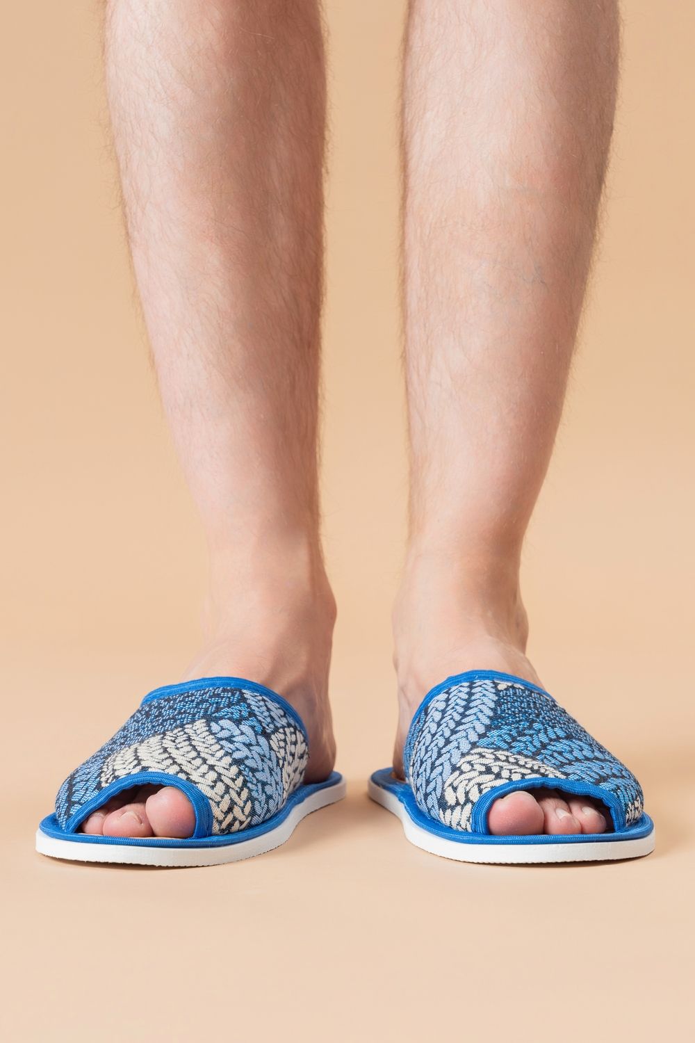 Тапки мужские с пробковой стелькой МШО(пр) - косички/синий