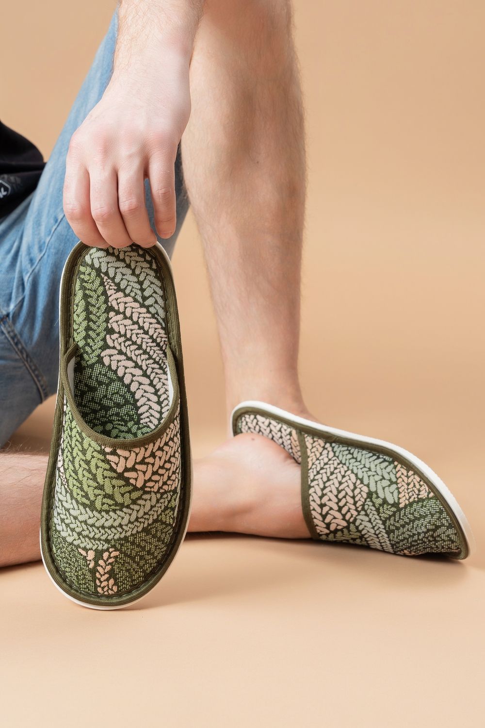 Тапки мужские МТП - косички/зеленый