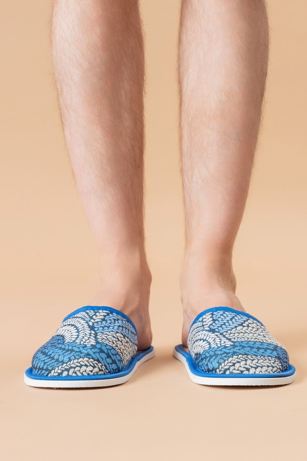 Тапки мужские с пробковой стелькой МТП(пр) - косички/синий