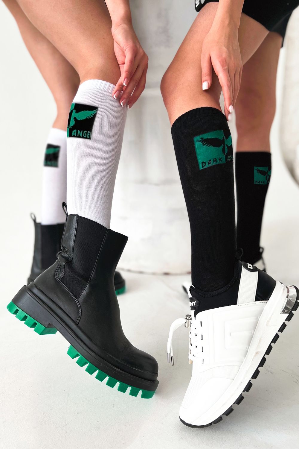 Гольфы детские Блэкдарк (набор 2 пары) - белый, черный