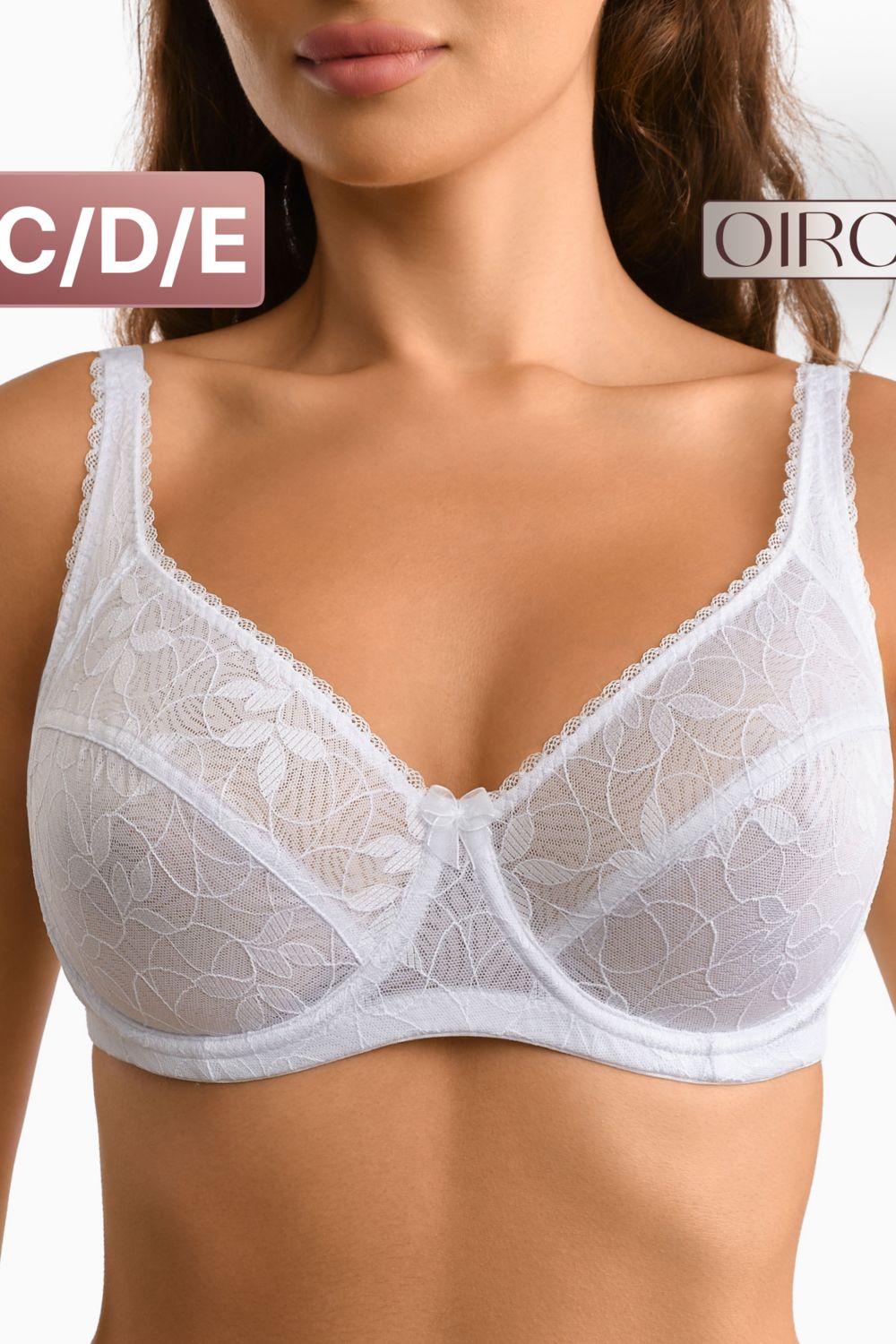 Бюстгальтер OIRO кружевной с мягкой чашей Oleandr 1415013 - белый