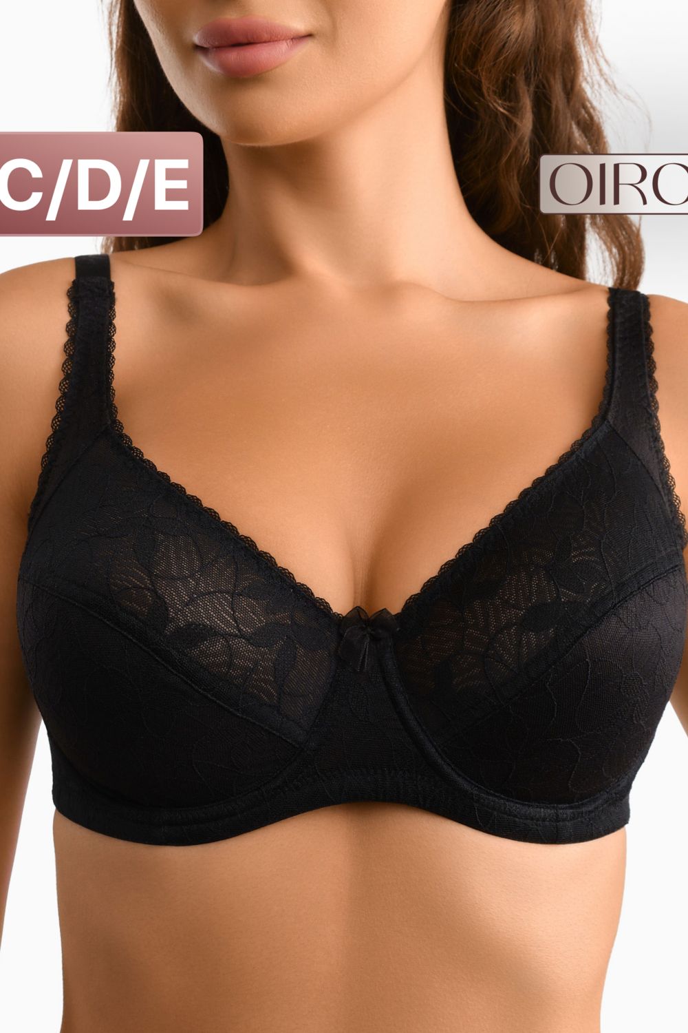 Бюстгальтер OIRO кружевной с мягкой чашей Oleandr 1415013 - черный