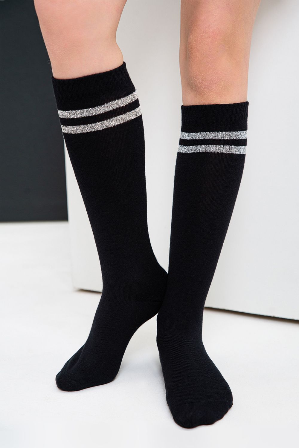 Гольфы детские Люрекс (набор 2 пары) - черный