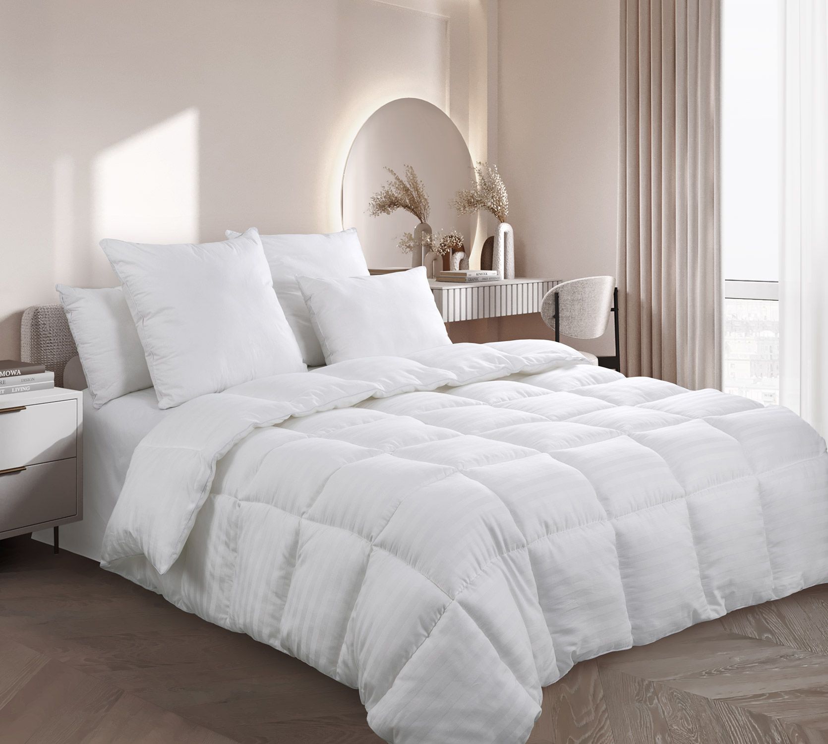 Одеяло Лебяжий пух 400 г, Страйп сатин