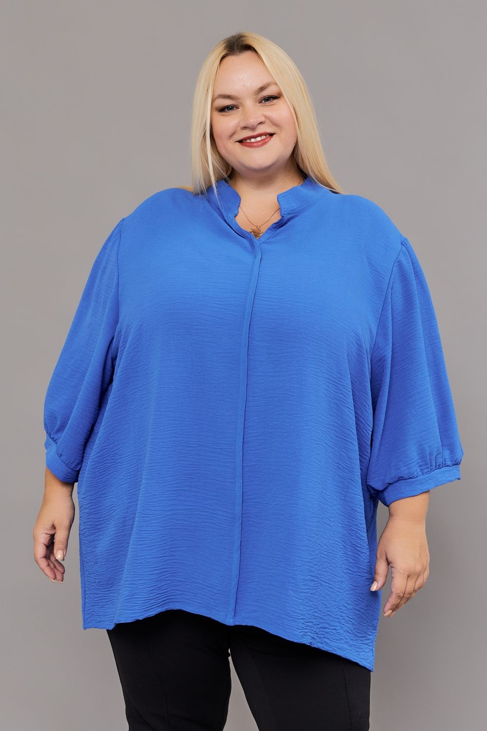 Блузка больших размеров (Б01 сингапур) - василек